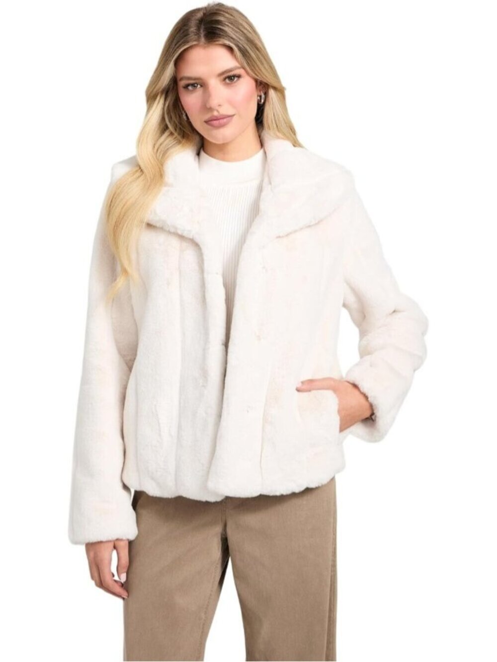 Women's Muted Stone Imported Polyester Faux Fur Lined Classic New Sophy Jackets